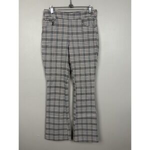 Cato Orange Black Plaid Flare Mid-Rise Stretch Pants Retro Punk Grunge Y2k 70s 6